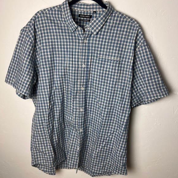 Stitch Note plaid casual button down shirt short sleeves 2XL blue - Picture 2 of 6